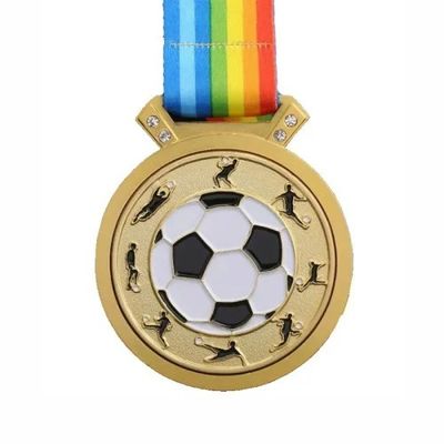 kupować Niestandardowe medale piłkarskie / Złoty medal piłkarski z darmowym lanyardem produkcja online