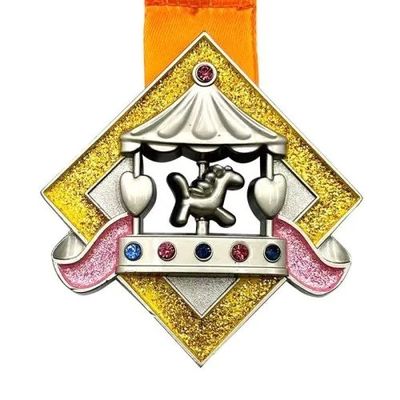 kupować 10KM Glitter Dzieci wirtualne medale biegające Nagroda Souvenir Finisher produkcja online
