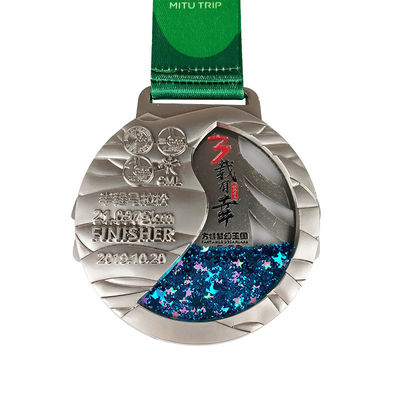 kupować Płyn glitter medale Globe Medal Design Okrągły kształt z Arcylic Box produkcja online
