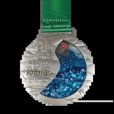 Płyn glitter medale Globe Medal Design Okrągły kształt z Arcylic Box